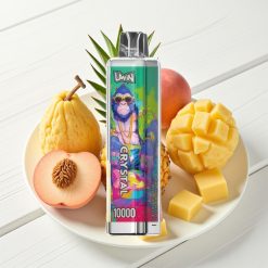 UWIN Crystal 10000 Puffs Disposable Vape Pêssego Manga Abacaxi – 18ml, 5% Nicotina, RGB