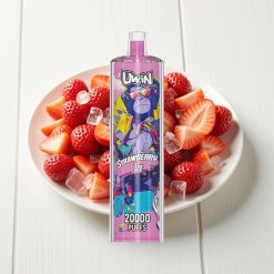Uwin Shisha Hookah Crystal 20000 Puffs Morango Gelo 22ml 0%-5% Nicotina Bateria 650mAh Tipo-C Bobina Mesh