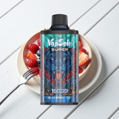 Vapsolo Super 15000 Puffs Descartável Mirtilo Gelo - 40ml, 850mah, Tipo-C