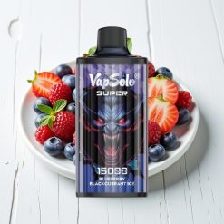 Vapsolo Super 15000 Puffs Disposable Vape Mirtilo Groselha Negra Gelo – 40ml, 850mAh, Tipo-C