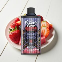 Vapsolo Super 15000 Puffs Dragonfruit Morango Gelo Preto 40ml 50mg Tipo-C