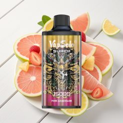 Vapsolo Super 15000 Puffs Vape Descartável Limonada Rosa Super 40ml 850mAh Type-C