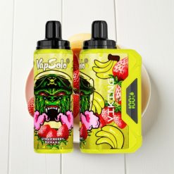 VapSolo VIKING 12000 Puffs Disposable Vape Morango Banana Tipo-C 22ml LED